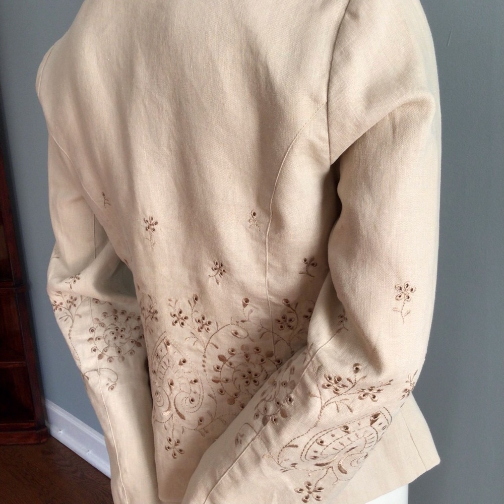 Carole Little Beige Linen Jacket - Picture 5 of 10